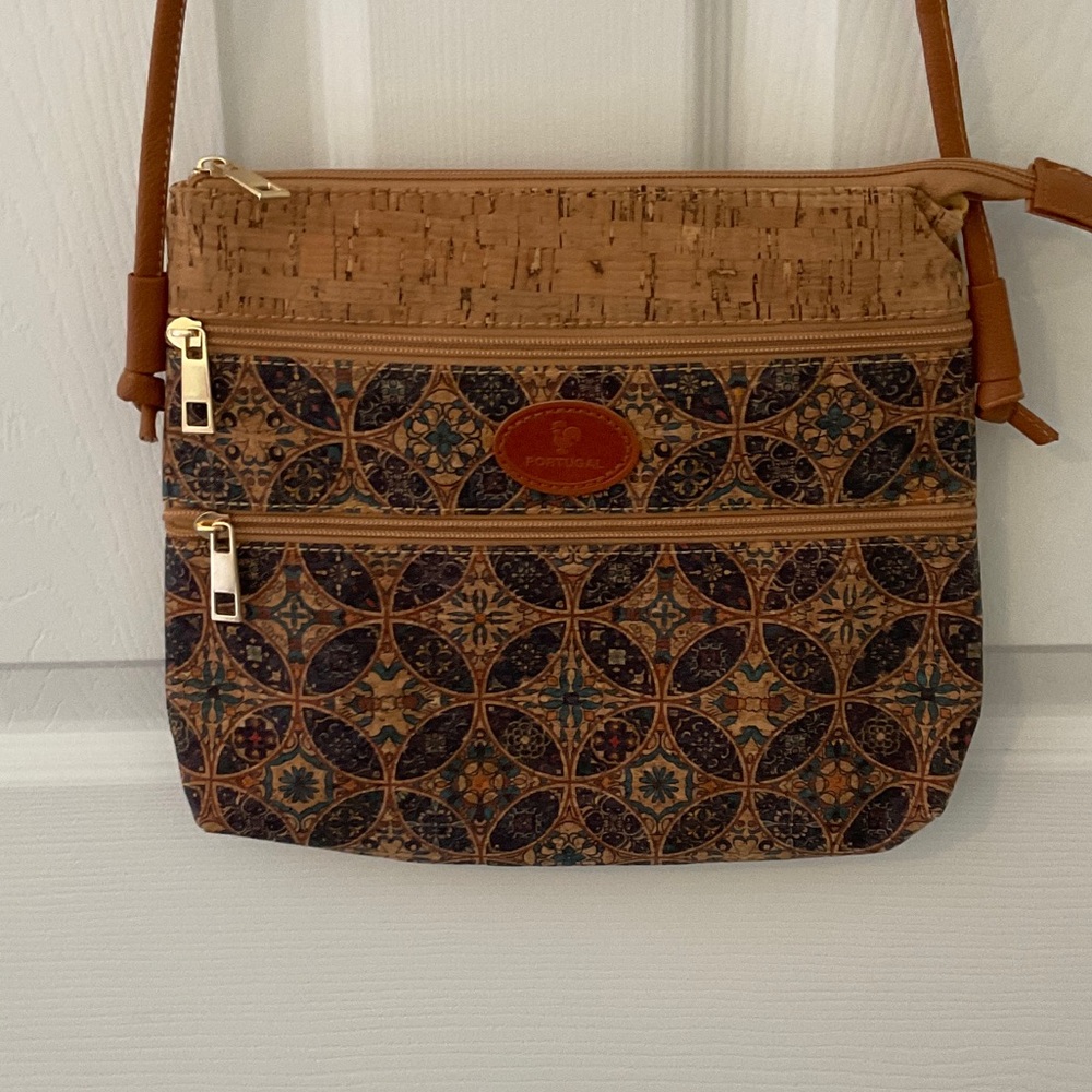 Cork Crossbody Bag with Patterned Design
